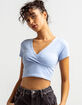 FULL TILT Surplice Womens Light Blue Crop Tee image number 1