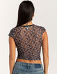 FULL TILT Printed Lace Womens V-Neck Top image number 4