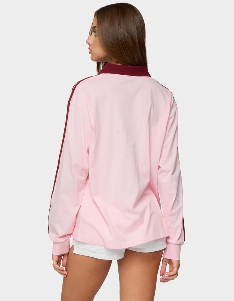 EDIKTED Brooklyn Contrast Oversized Polo Top image number 2