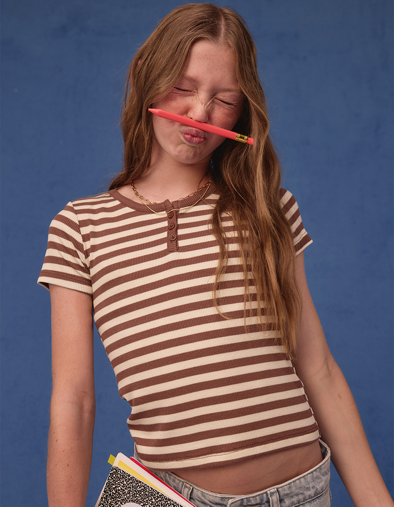 RSQ Girls Stripe Henley Top image number 2