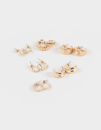 FULL TILT 6 Pack Chunky/Crystal Hoop Earrings Primary Image