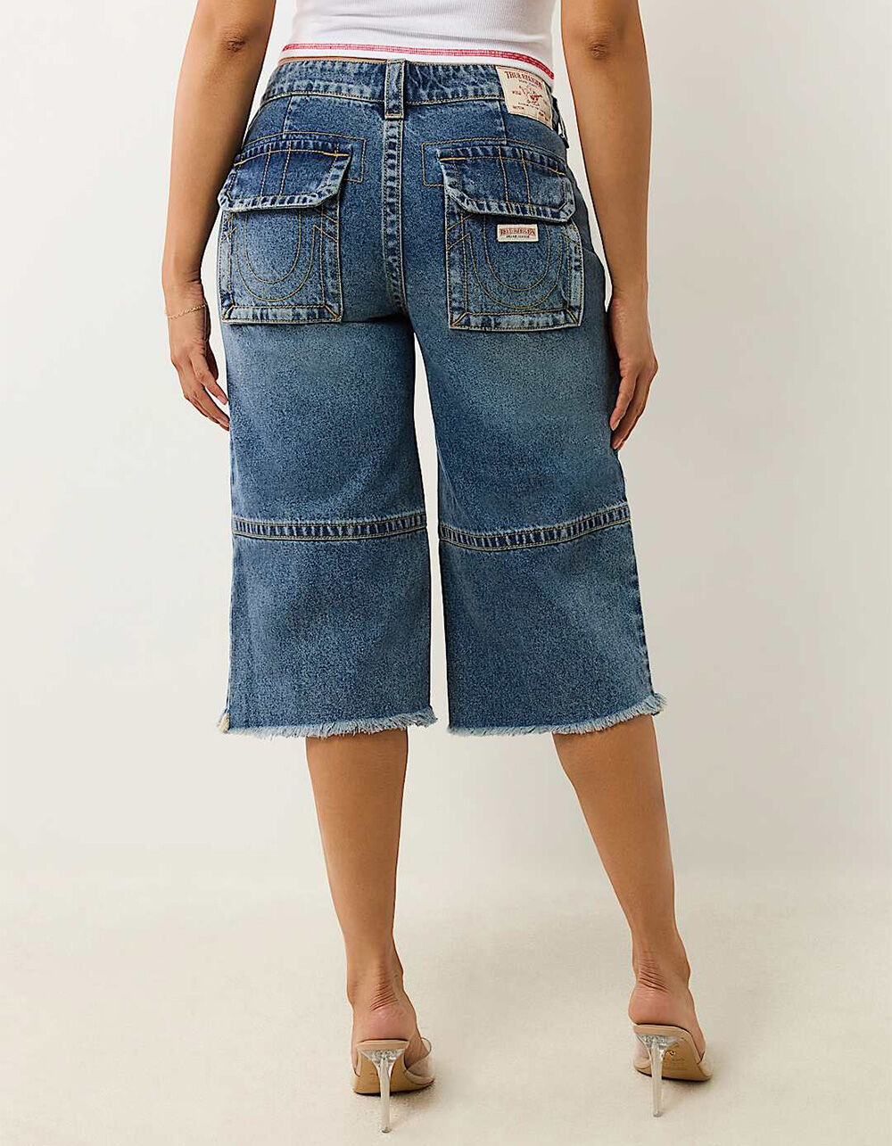 TRUE RELIGION Bobbi Baggy Womens Cargo Jorts - MEDIUM WASH | Tillys