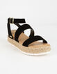 SODA Ankle Banded Black Womens Espadrille Flatform Sandals image number 1