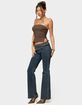 EDIKTED Asymmetric Grommet Belt Low Rise Flared Jeans image number 4
