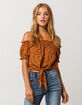 MIMI CHICA Ditsy Floral Womens Off The Shoulder Top image number 1