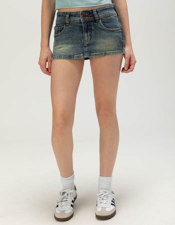 RSQ Womens Low Rise Denim Mini Skort Alternative Image