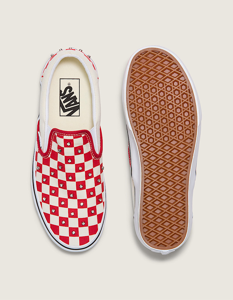 VANS Classic Slip-On Checkerboard Rhinestone Womens Shoes image number 2