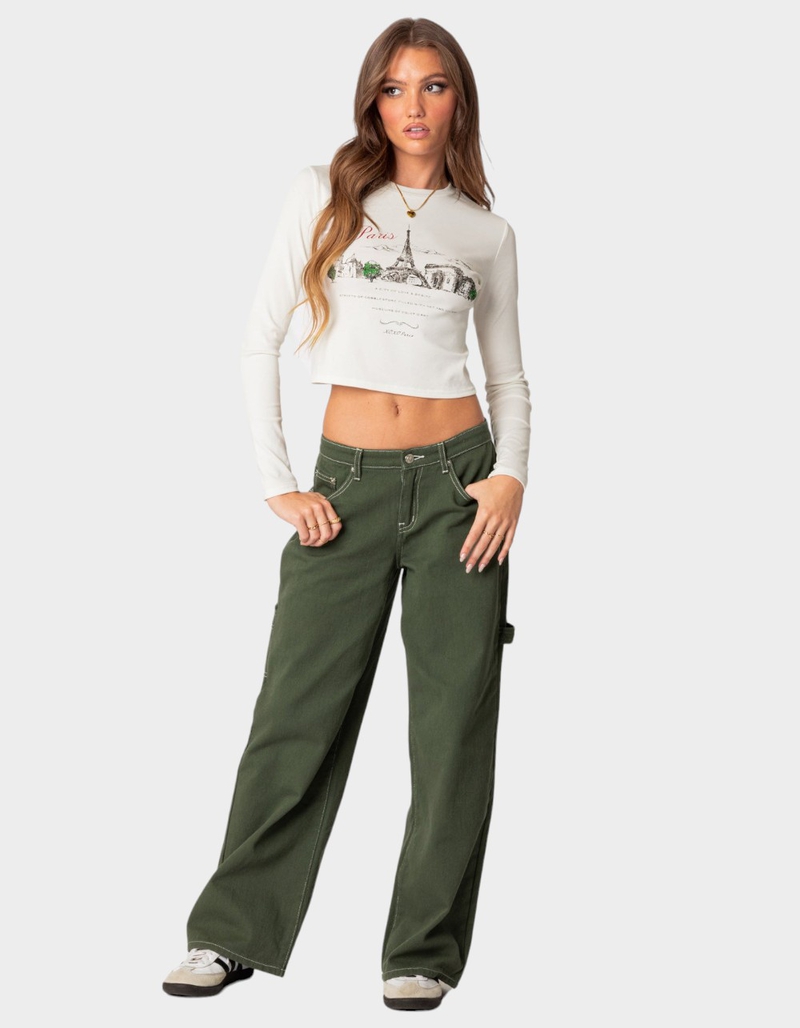 EDIKTED Brenda Low Rise Carpenter Jeans image number 1