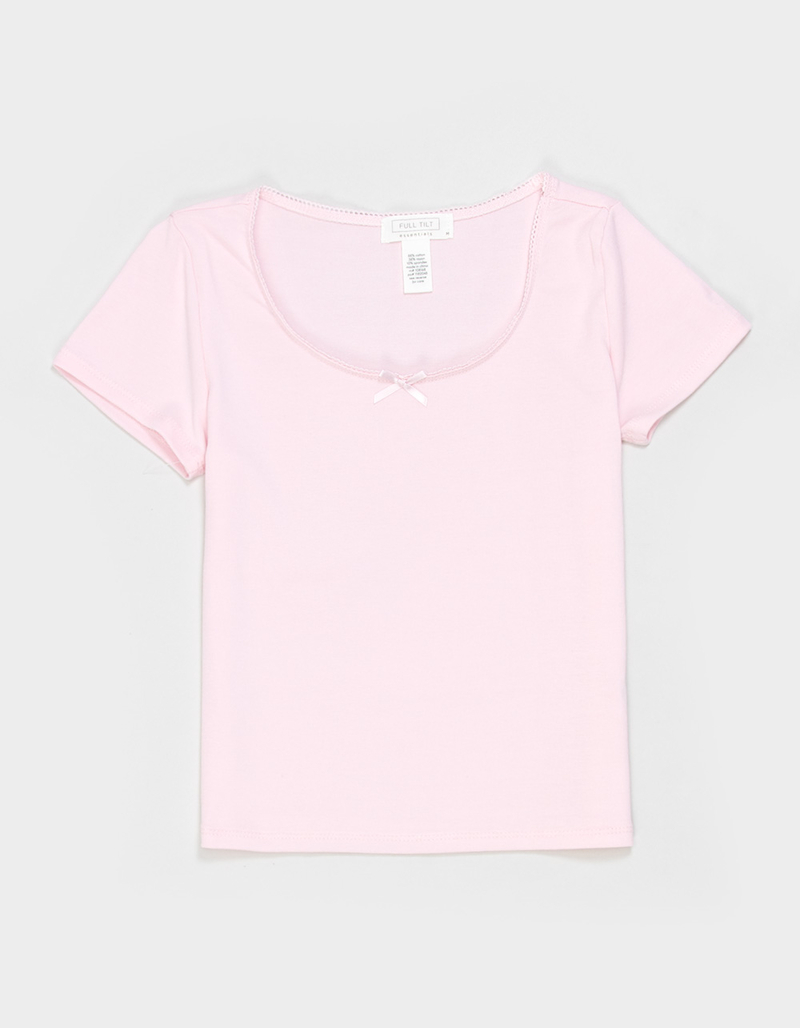 FULL TILT Essentials Girls Bow Trim Tee image number 1