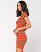 SKY AND SPARROW Stripe Ribbed Cinch Womens Bodycon Dress image number 2
