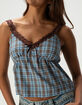 MADDEN GIRL Womens Plaid Babydoll Top image number 2