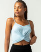 FULL TILT Knot Front Womens Light Blue Cami image number 1