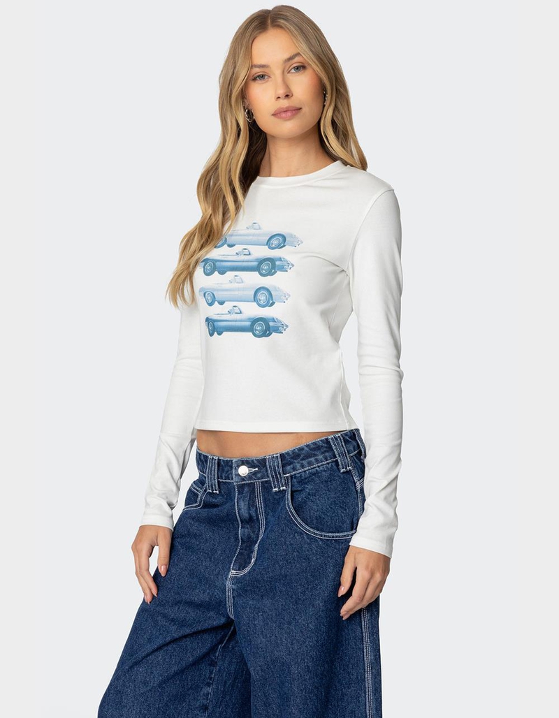 EDIKTED Car Club Long Sleeve Tee image number 2