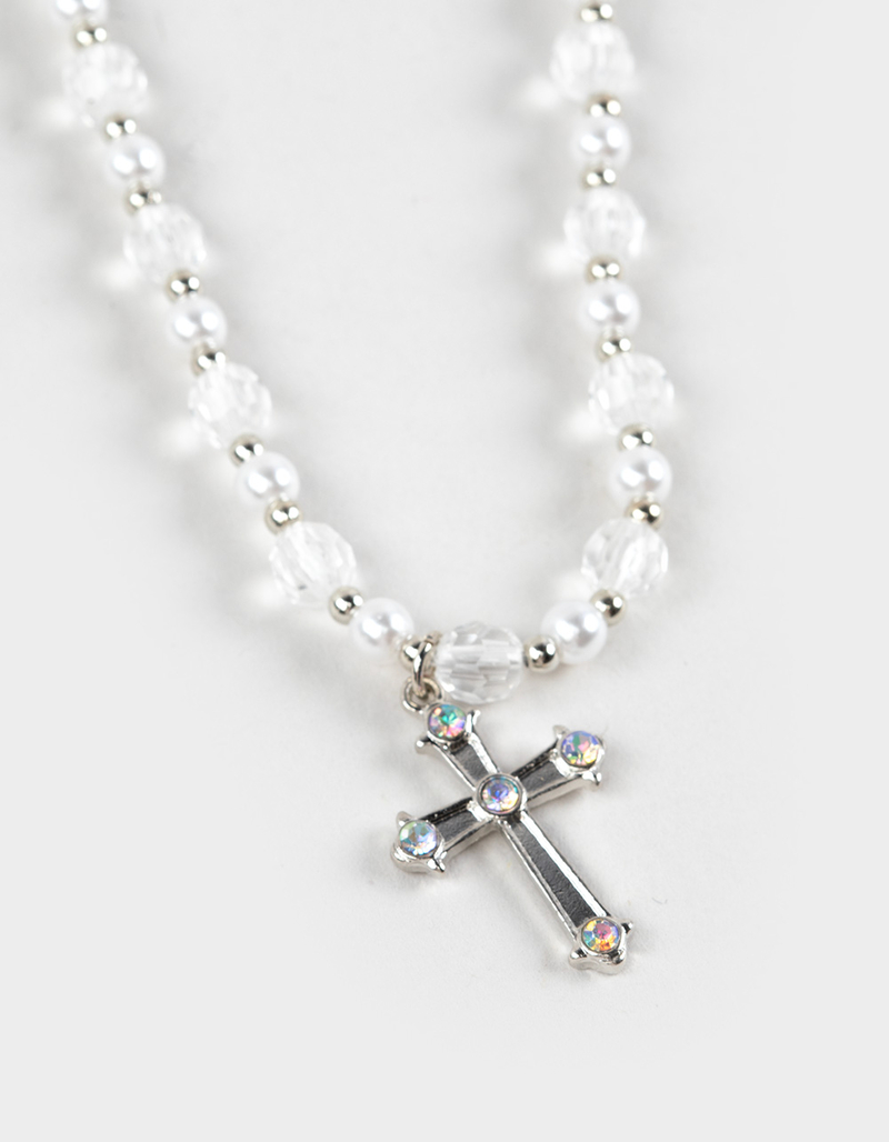 FULL TILT Beaded/Pearl Layered Cross Necklace image number 2