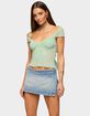 EDIKTED Shoulder Tie Lacey Sheer Mesh Top image number 1