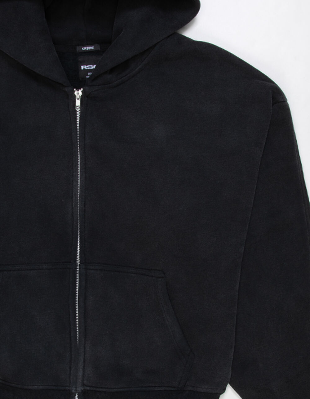 RSQ Mens Cropped Zip-Up Hoodie - WASHED BLACK | Tillys