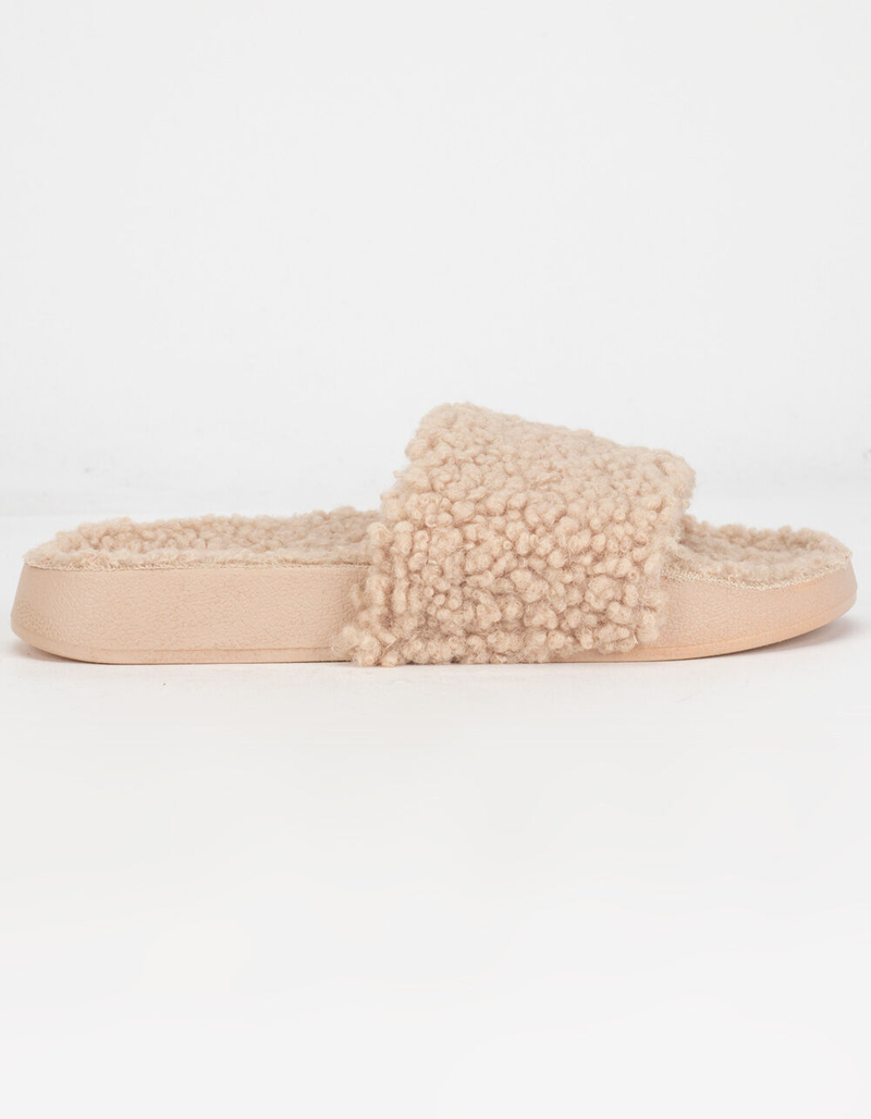 BAMBOO Teddy Faux Fur Womens Slide Sandals image number 2