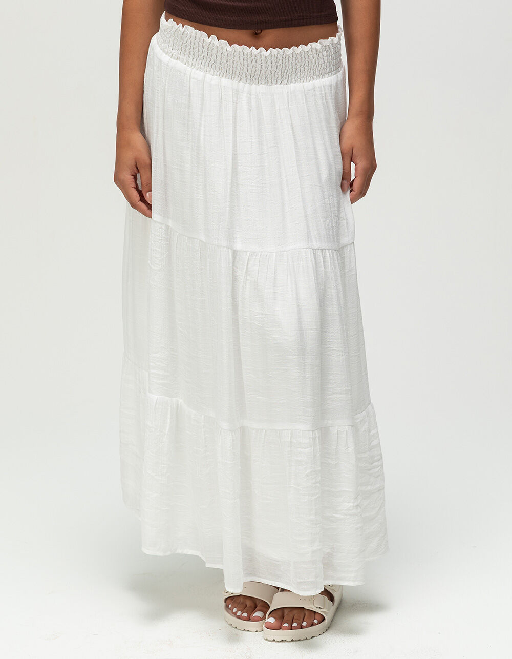 RSQ Womens Low Rise Tiered Maxi Skirt - WHITE | Tillys