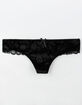 FULL TILT Velvet Lace Back Black Thong image number 1