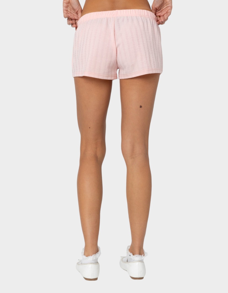 EDIKTED Irene Low Rise Pointelle Micro Shorts image number 3