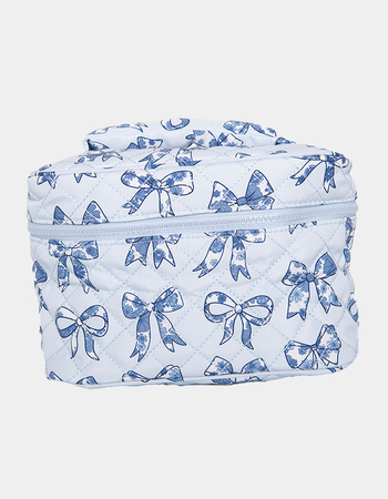 KATYDID Light Blue Toile Coquette Bows Make Up Bag Primary Image