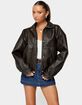 EDIKTED Jaxson Oversized Faux Leather Bomber Jacket image number 2