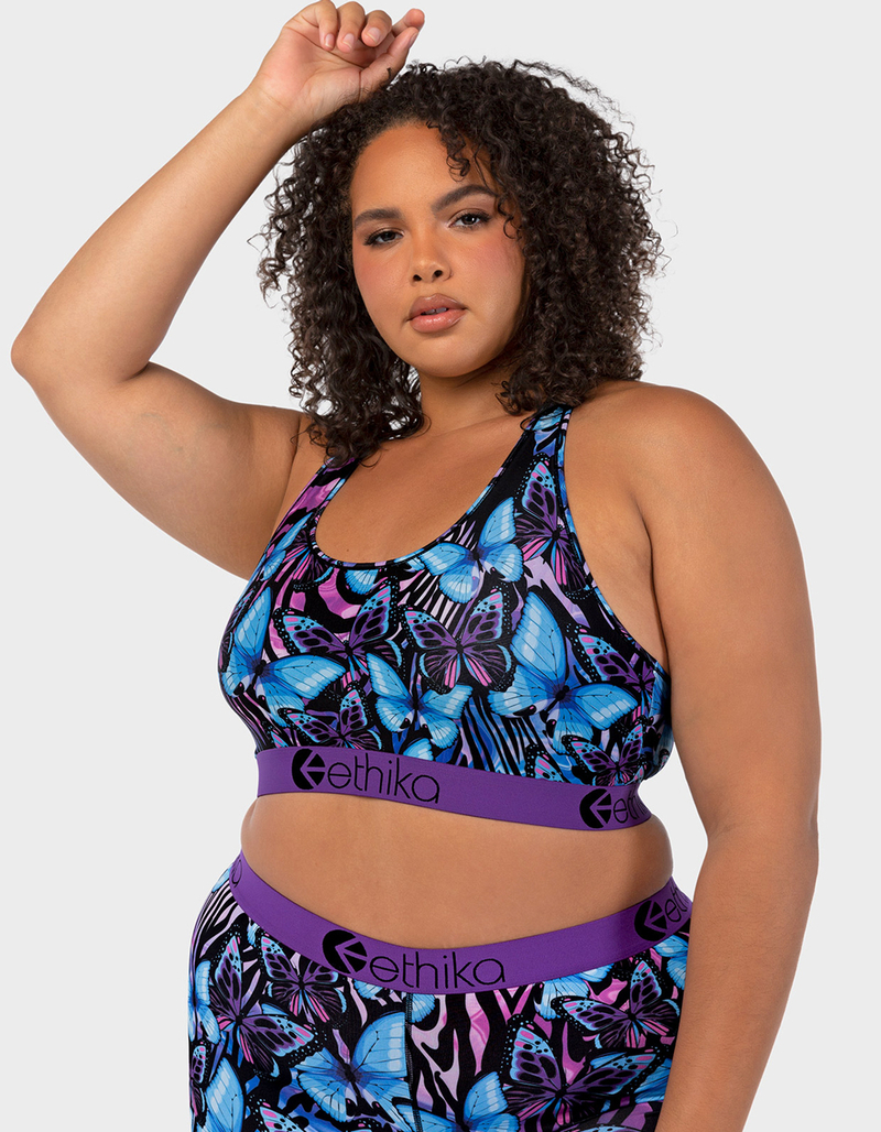 ETHIKA Blue Flutter Womens Sports Bra image number 3