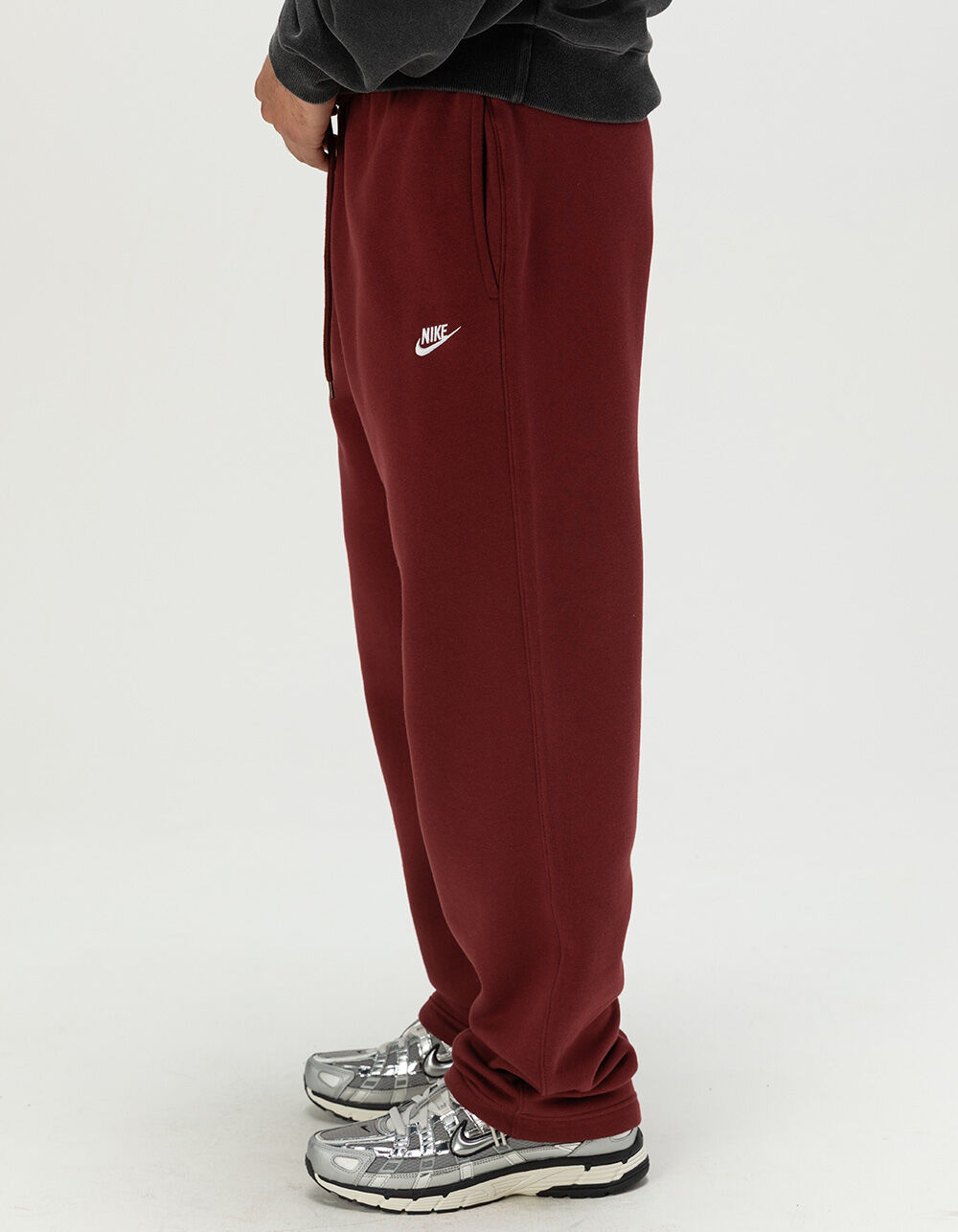 NIKE Club Mens Open Hem Fleece Pants - BURGUNDY | Tillys