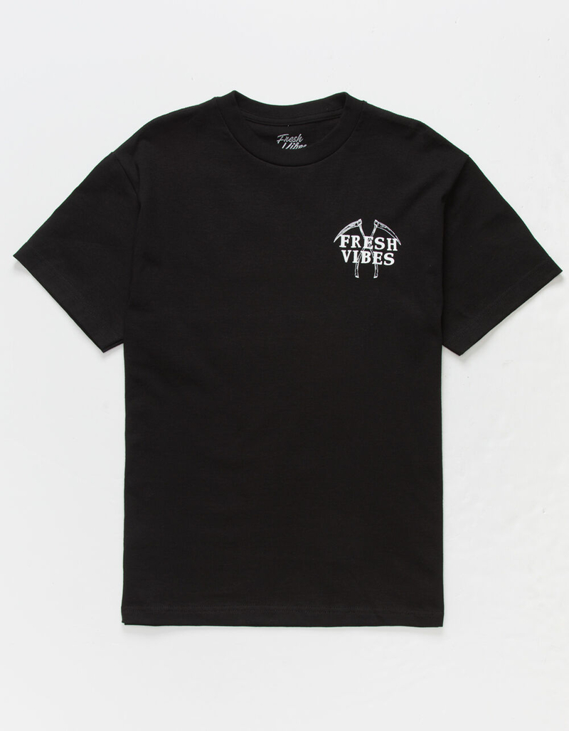 FRESH VIBES Good Friends White Mens Black T-Shirt image number 1