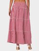 EDIKTED Gingham Side Slit Tiered Maxi Skirt image number 5