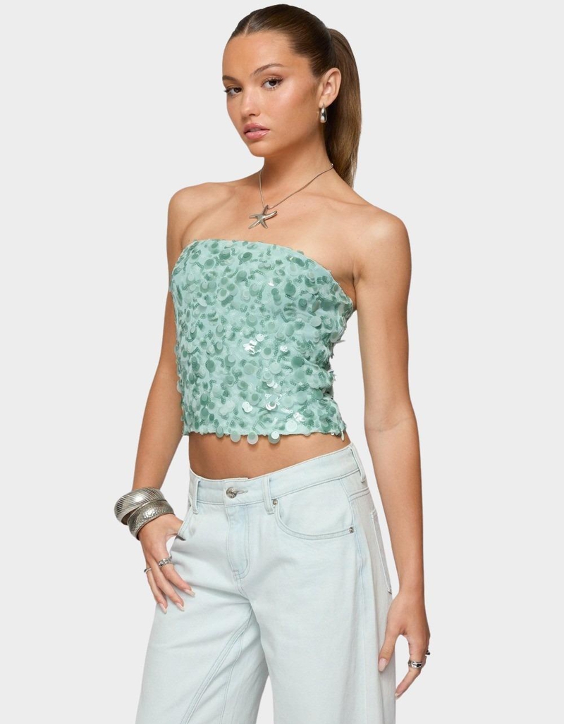 EDIKTED Brynn Sequin Strapless Top image number 1