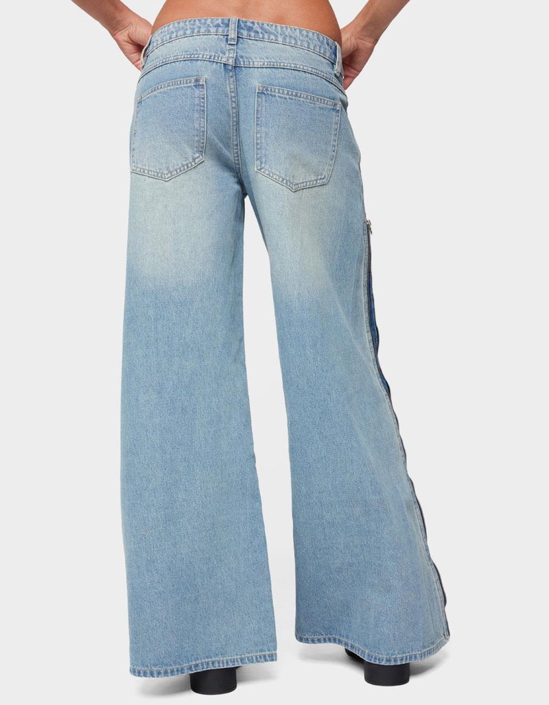 EDIKTED Zippered Washed Wide Leg Jeans image number 2