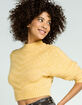 ELODIE Chevron Mock Neck Womens Yellow Sweater image number 2
