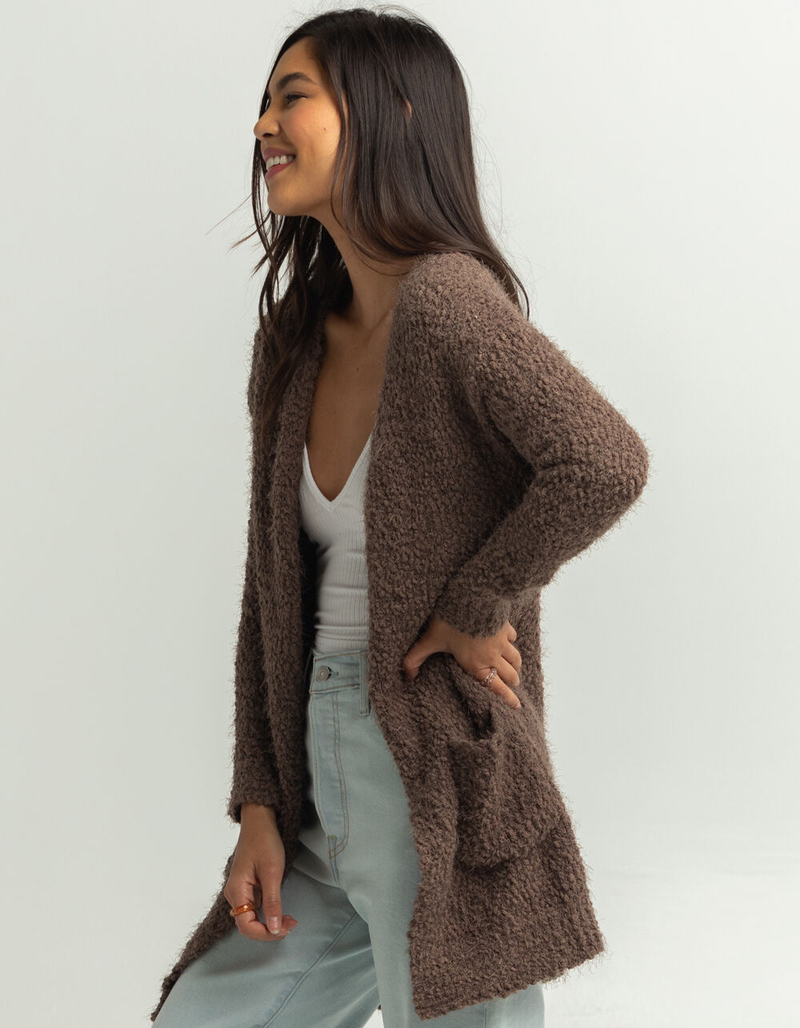 LOVE TREE Fuzzy Womens Long Cardigan image number 1