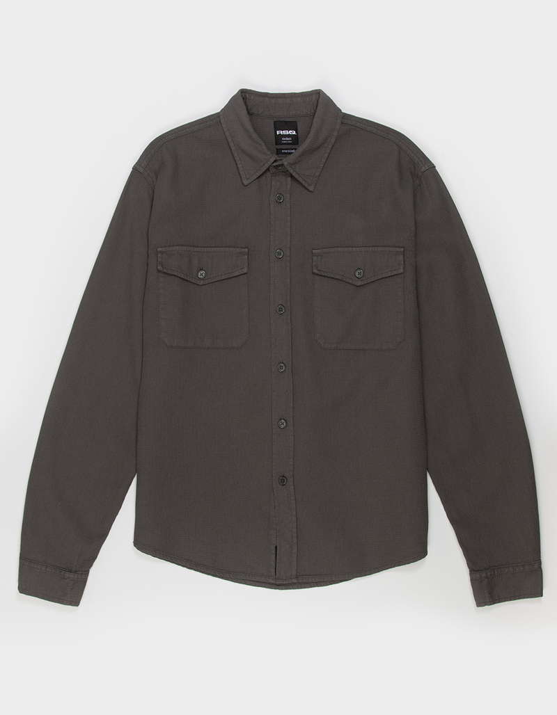 RSQ Mens Waffle Oversized Long Sleeve Button Up Shirt image number 0