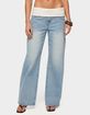 EDIKTED Knit Foldover Low Rise Baggy Jeans image number 1