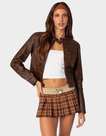 EDIKTED Teddi Washed Faux Leather Jacket Primary Image