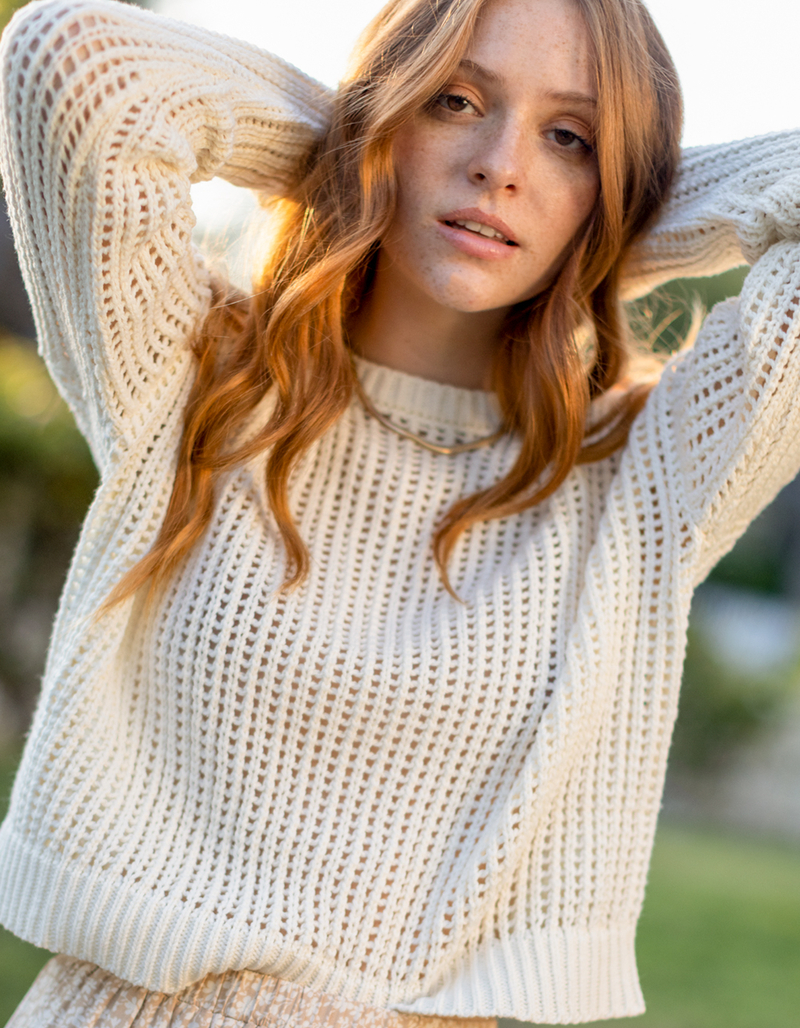 WEST OF MELROSE Open Weave Womens Sweater image number 5
