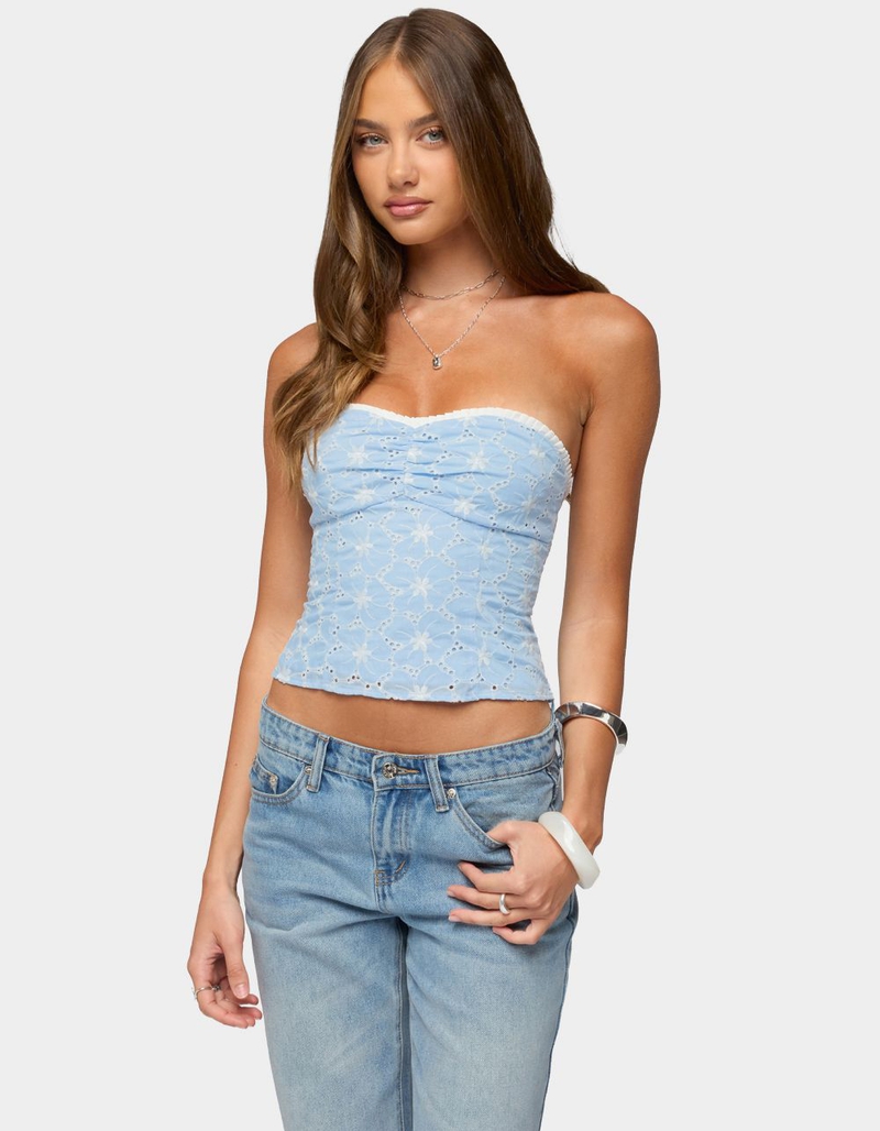 EDIKTED Zeffey Strapless Eyelet Corset image number 1