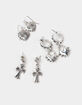 FULL TILT 3 Pack Cross/Spike Heart Hoop Earrings image number 1