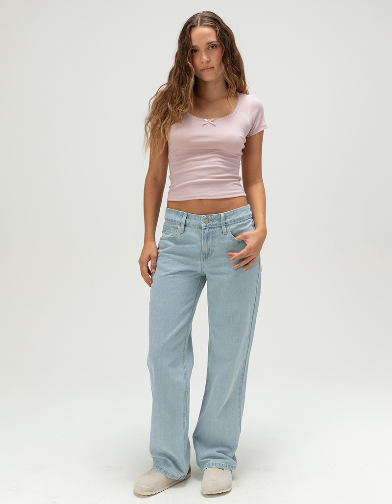 RSQ Womens Low Rise Loose Straight Hibiscus Pocket Jeans image number 0