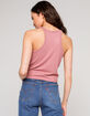 DESTINED Basic Ribbed Womens Pink Crop Tank Top image number 3