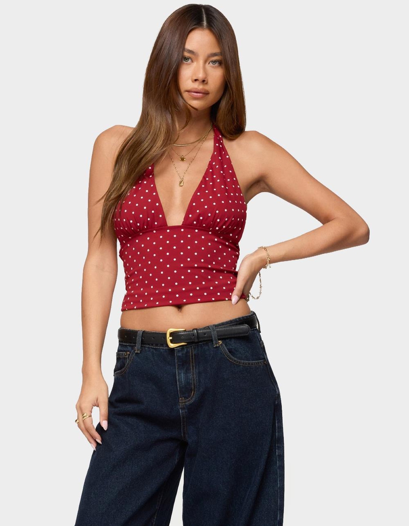 EDIKTED Blaire Polka Dot Halter Top image number 0