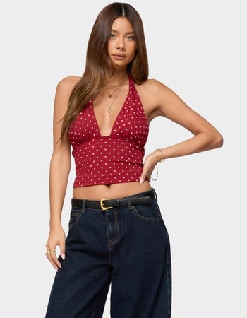 EDIKTED Blaire Polka Dot Halter Top Primary Image