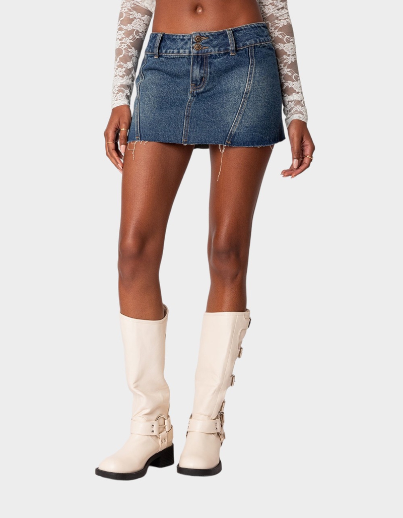 EDIKTED Donnie Washed Denim Mini Skirt image number 0