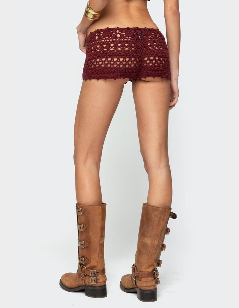 EDIKTED Kelani Crochet Shorts image number 4