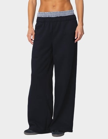EDIKTED Gingham Boxer Detail Sweatpants Primary Image