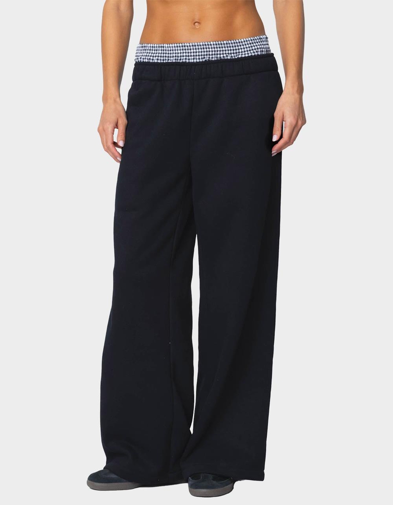 EDIKTED Gingham Boxer Detail Sweatpants BLACK Tillys