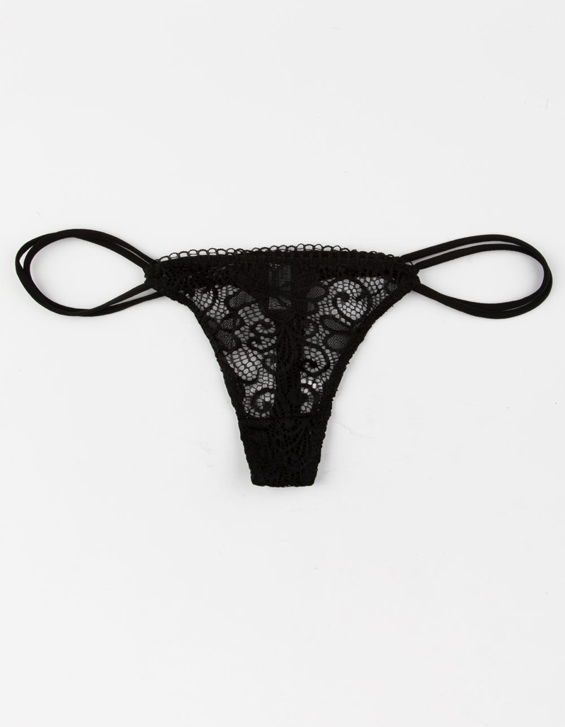 FULL TILT Lace Loop Waist Black Womens Thong image number 0
