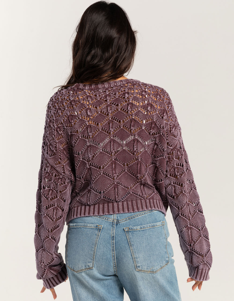 FULL TILT Womens Open Weave Washed Pullover Sweater image number 3